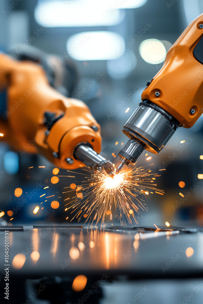 Poster precision engineering the art of robotic welding and spark generation in modern manufacturing enviro