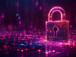 A digital lock symbolizing internet security, designed with binary code patterns and glowing effects, representing the protection of data and online privacy in the modern world.