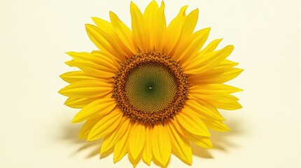 A vibrant sunflower featuring golden yellow petals and tightly packed seeds forming a natural spiral