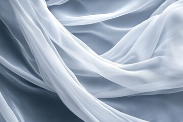 Obraz premium Delicate white fabric drapes softly, creating a flowing and ethereal texture.