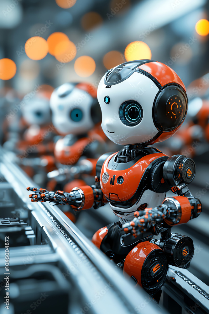 Aufkleber innovative robotics the future of automation with friendly ai companions in a high-tech environment