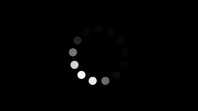 Animated circular loading bar on black transparent background. Loading bar, refresh icon, processing bar.