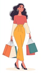 Smiling woman carrying shopping bags