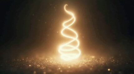 Obraz premium A glowing spiral of light winding through the air, beginning with a soft golden glow at the base and gradually transitioning to a vibrant hue.