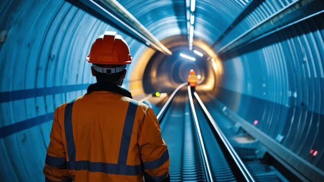 Underground tunneling engineer working on a railway project