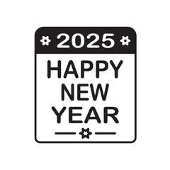 new year celebration icon, happy new year 2025 vector icon, vector illustration on transparent background 