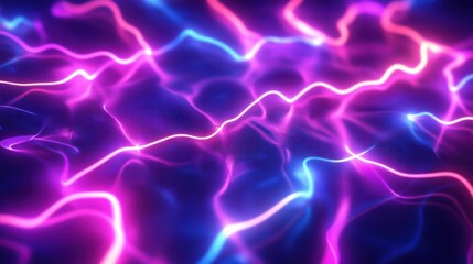 Bright neon lines intersecting and curving in random directions, forming a complex abstract grid