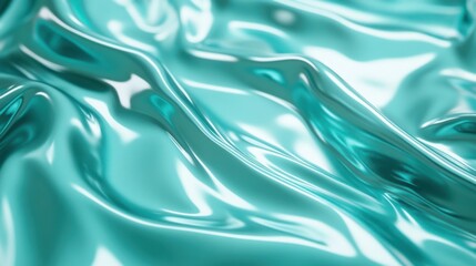 Obraz premium Glossy teal surface with vibrant reflections, creating a modern and fresh feel for beauty or tech products.