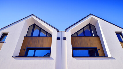 Residential homes with modern facade.Terraced family homes in newly developed housing estate. The...