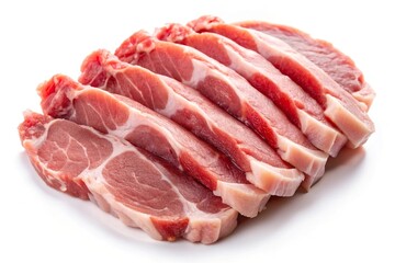 Obraz premium Sliced raw pork meat isolated on white background
