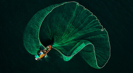 Anchovy fishing season in Dai Lanh sea, Phu Yen, Vietnam.