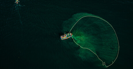 Anchovy fishing season in Dai Lanh sea, Phu Yen, Vietnam.