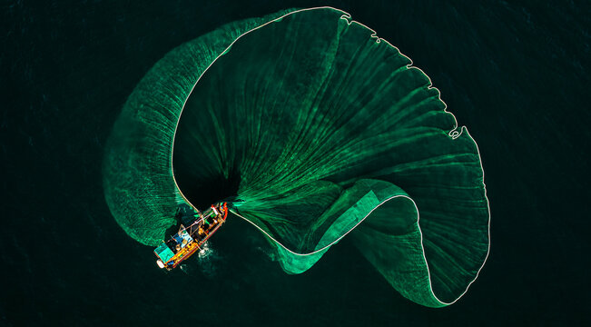 Anchovy fishing season in Dai Lanh sea, Phu Yen, Vietnam.