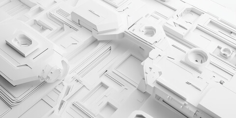 3d image, design of an abstract and modern white background. template for presentation, power point, poster, web, backrog. tehcnological and geometrical background. laptop. architectural.