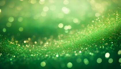  smooth gradient background with shimmering green glitter particles, creating a soft and elegant bokeh effect.