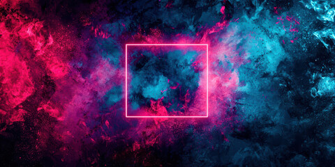 Fototapeta premium A colorful space background with a glowing square in the middle