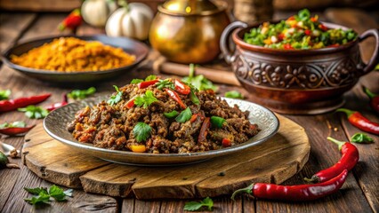Delicious Fried Traditional Ground Beef Kim Fry: Authentic North Indian and Pakistani Cuisine, Perfect for Food Lovers and Culinary Enthusiasts