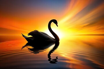 Fototapeta premium Elegant Black and White Swan Logo Mascot Design in Panoramic View for Branding and Marketing Purposes