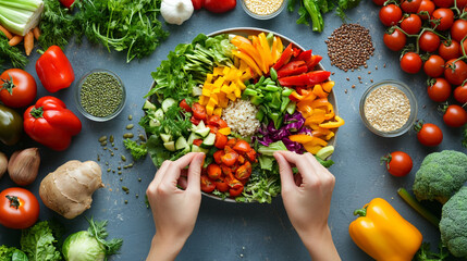 Preparing a Colorful Salad Photos Depicting a Health