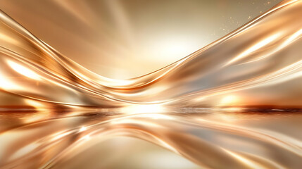 Golden Abstract Background with Waves and Light