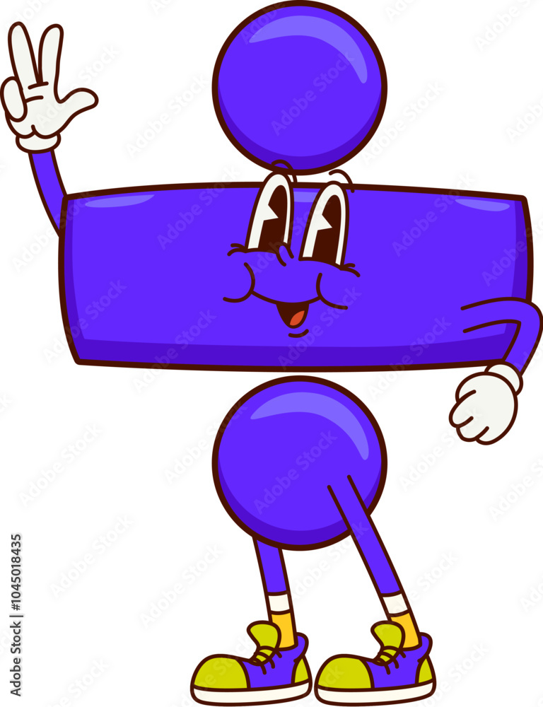 Aufkleber cartoon division math sign groovy character. isolated cute and funny vector mathematics symbol retro