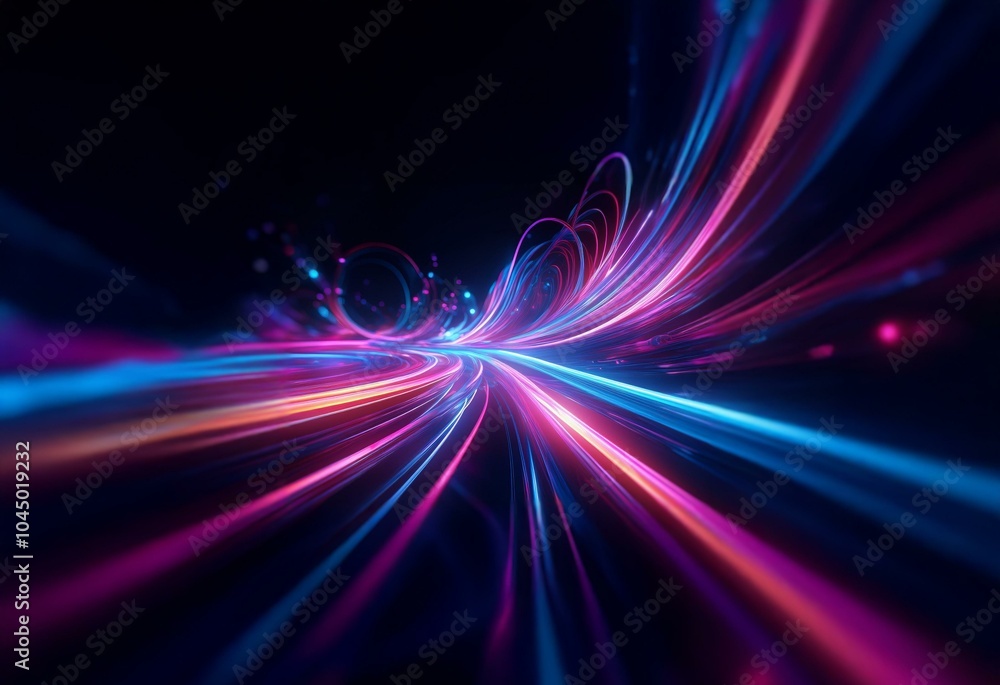 Aufkleber abstract glowing light streaks in pink and blue, creating a sense of movement and energy against a d