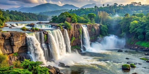 Fototapeta premium Close-up view of Athirapally Falls, a stunning cascade in Kerala