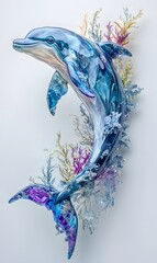 Fototapeta premium 3D_sea_Whale,3D_sea_turtle,generation AI