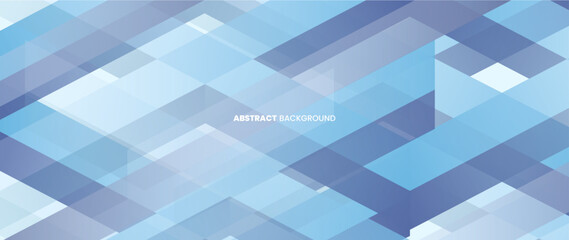 Blue abstract background with slanted geometry objects stacked on top of each other with an array of colors that create a 3d effect.