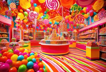 Fototapeta premium eye catching vibrant candy displays featuring colorful array textures dynamic contrasts perfect attracting attention delight, assortment, bountiful, bright