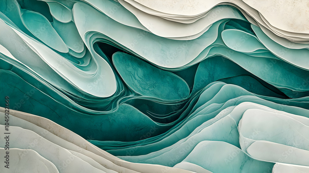 Canvas Prints Abstract Background - Teal and White Swirls