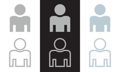profile default avatar solid web and editable stroke icon set. user account  DP symbol for social media website, app. isolated on white and black background. Vector illustration. EPS 10