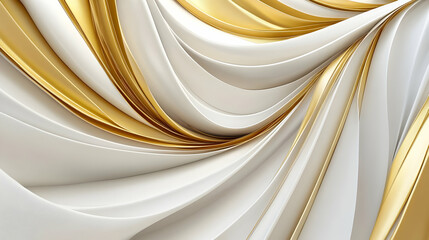 Abstract 3D Gold and White Swirling Background