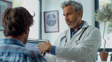 Obraz premium A doctor checking vital signs of a patient with a portable monitor