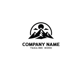 Vector mountain peaks logo design. Hill logo, Adventure logo. Modern mountain logo template