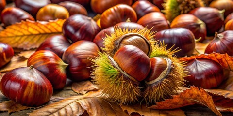 Isolated Chestnuts on Transparent Background for Urban Exploration Photography, Perfect for Nature and Culinary Themes, High-Quality Stock Image for Food and Autumn Projects
