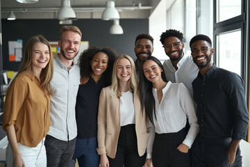 Obraz premium Diverse Business Team Smiling Together in Office