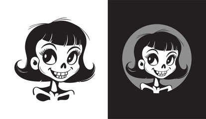 Doodle death girl. Santa Muerte. Comic. Cartoon