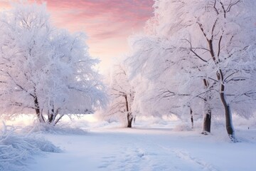 Obraz premium Snow tree landscape outdoors.
