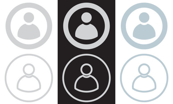 profile default avatar solid web and editable stroke icon set. user account  DP symbol for social media website, app. isolated on white and black background. Vector illustration. EPS 10