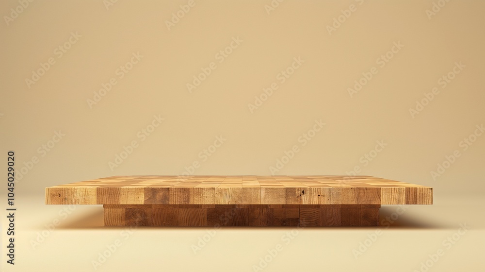 Poster wooden stand for product placement banner background copy space. commercial display of timber image 