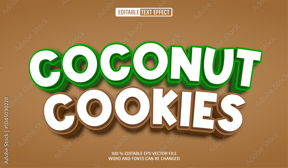 Poster editable 3d text style effect - scoconut cookies text effect template