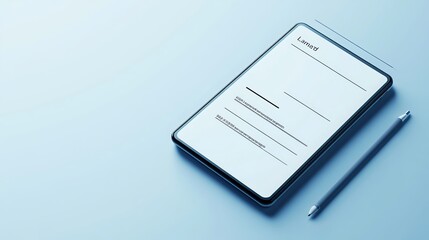 A modern form with blank fields for registering personal information, such as name, email, and phone number, presented in a simple and visually appealing isometric style. 