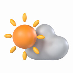 Sunny Weather 3D Icon Weather Model with Transparent Background