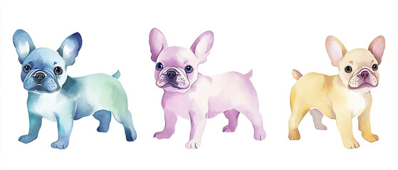 French Bulldog Watercolor Illustration: A Simple and Charming Portrait of the Beloved Canine Companion