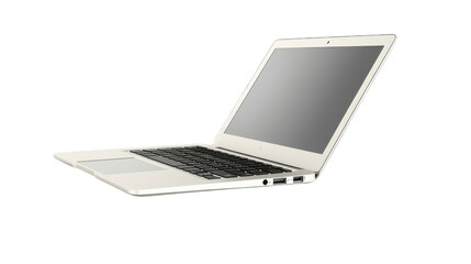 A sleek laptop on a minimalist desk setting during a bright afternoon