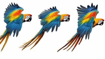 Fototapeta premium Three Flying Macaws Illustration