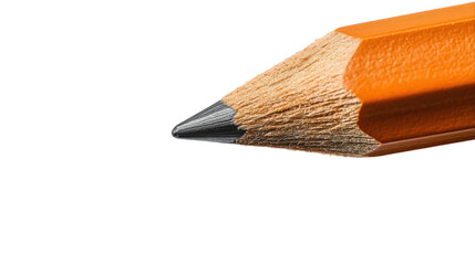 Close-up of a sharpened orange pencil resting on a white surface, ready for creative expression