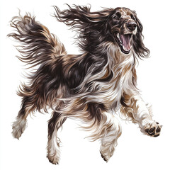 Afghan Hound Running In The Wind With Flowing Fur