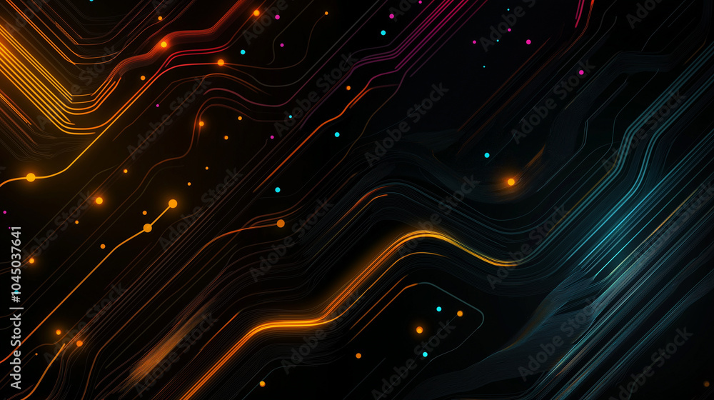 Poster a beauty futuristic abstract background in a high-tech style. shining lines and patterns resembling 